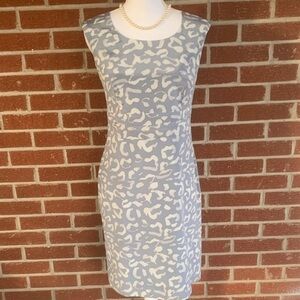 Ann Taylor Gray and White Silk Dress